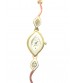 Diamond Shape Ladies Wrist Watch, Analog Quartz Watch, American Diamond Crafted Chain, Gold and White Color 